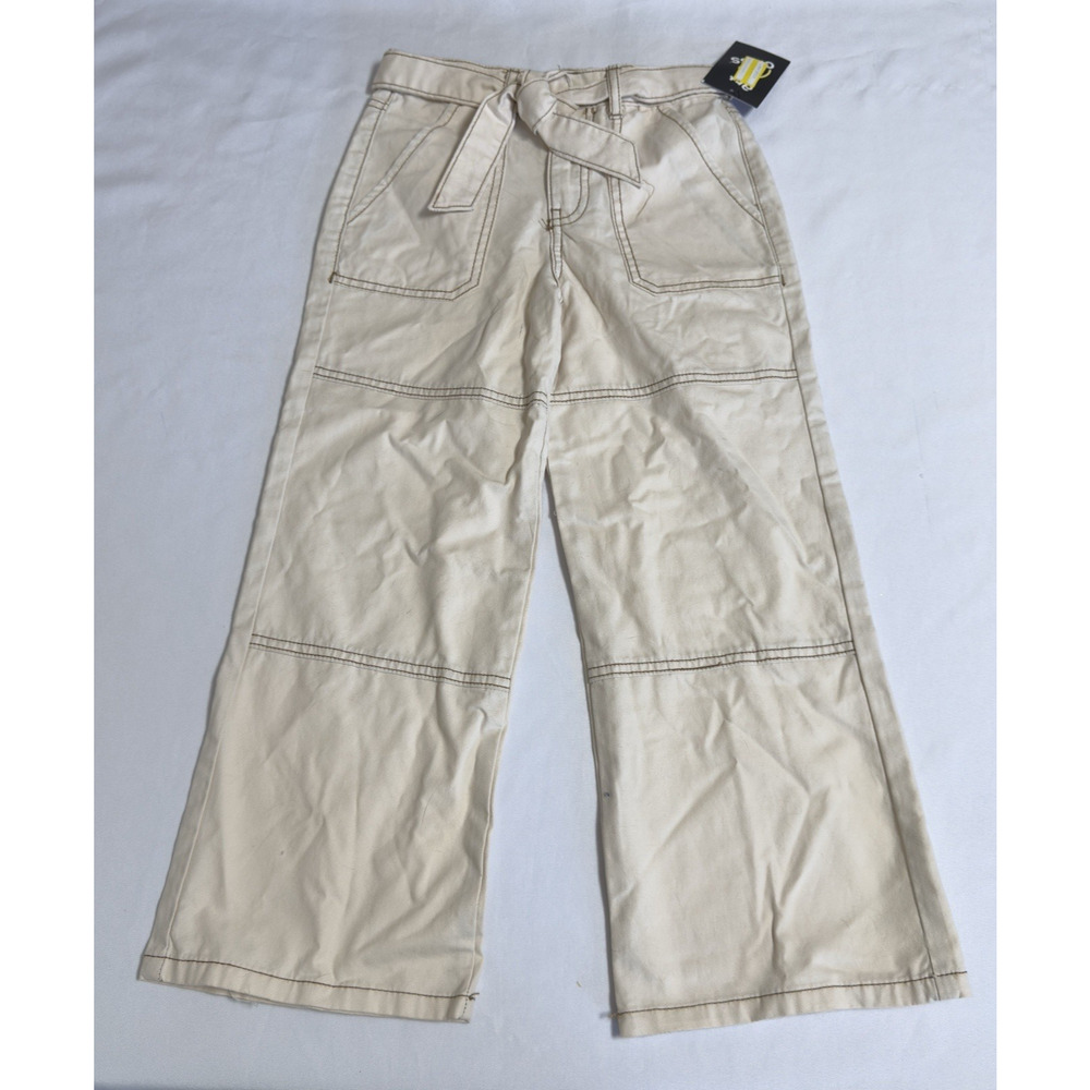 Art Class Wide Leg Pants Girls Size 6 Stucco (Cream) with Contrasting Stitching